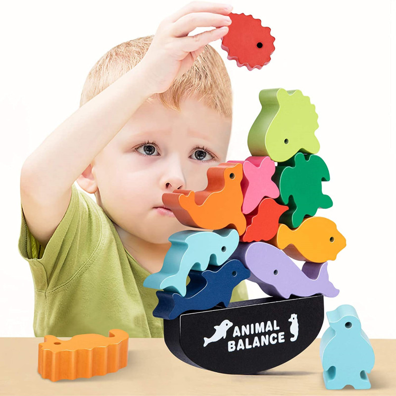 Board Game Quarto - New Children Montessori Wooden Animal Balance