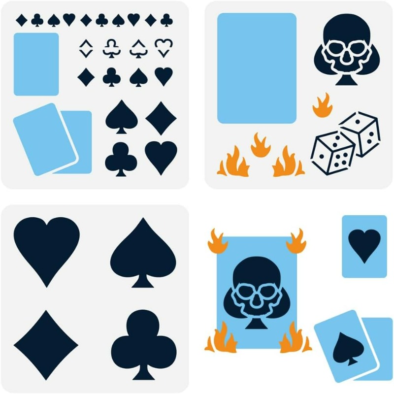 3 Pcs Playing Cards Stencil 5. - đánh giá và giá Board Game Template
