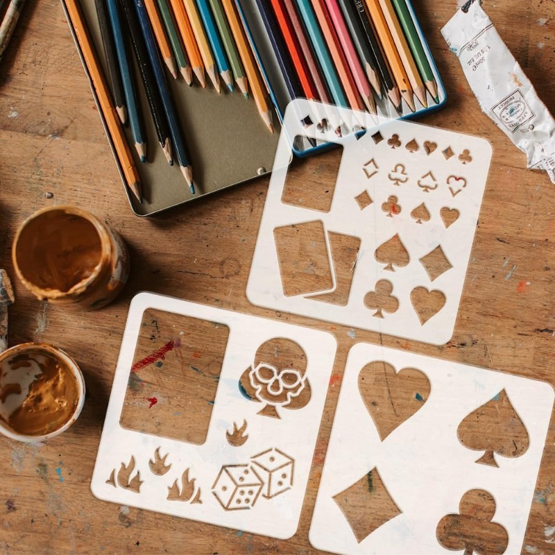 3 Pcs Playing Cards Stencil 5. - đánh giá và giá Board Game Template