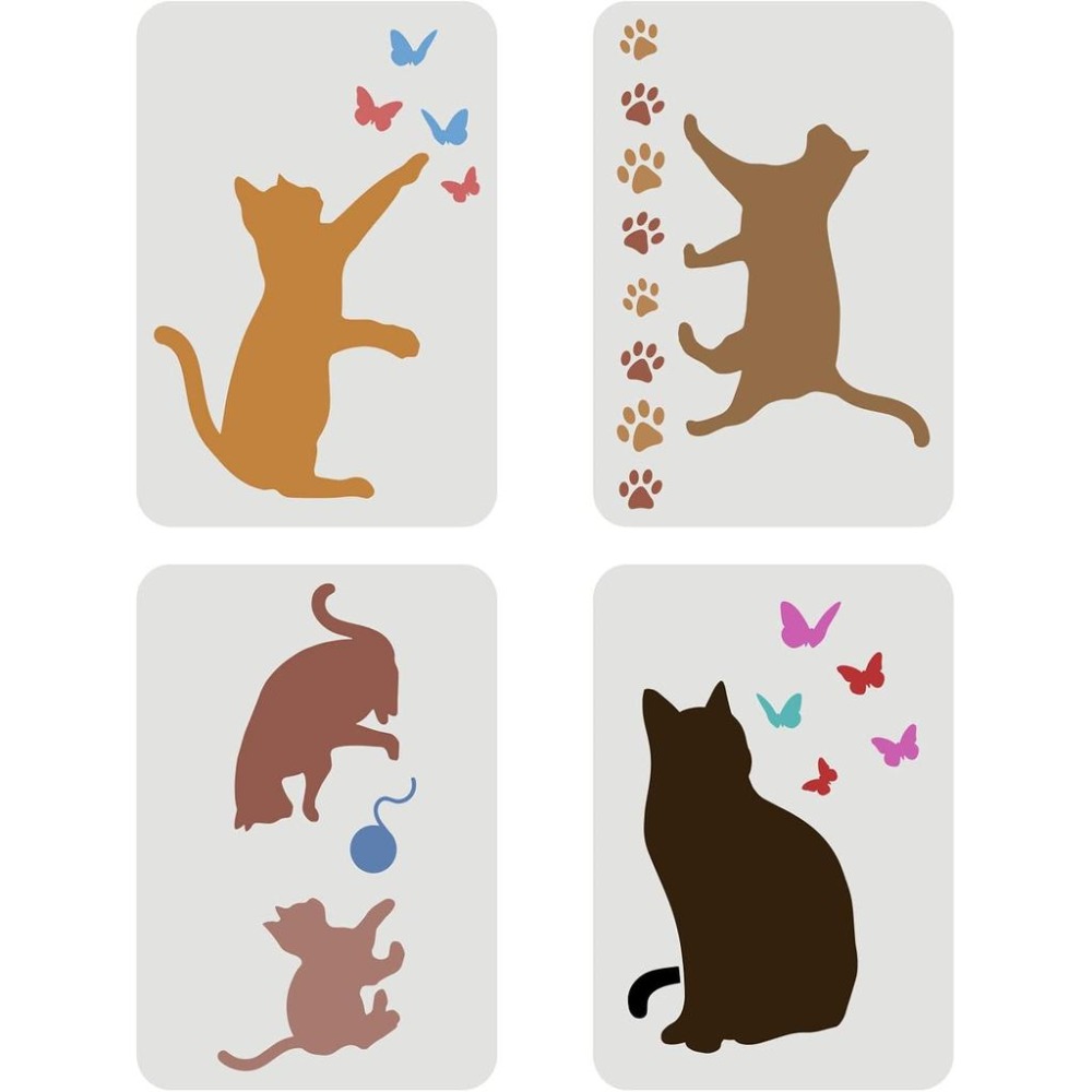 4 Pcs Cat Butterfly Stencil 11 - đánh giá và giá Board Game Template