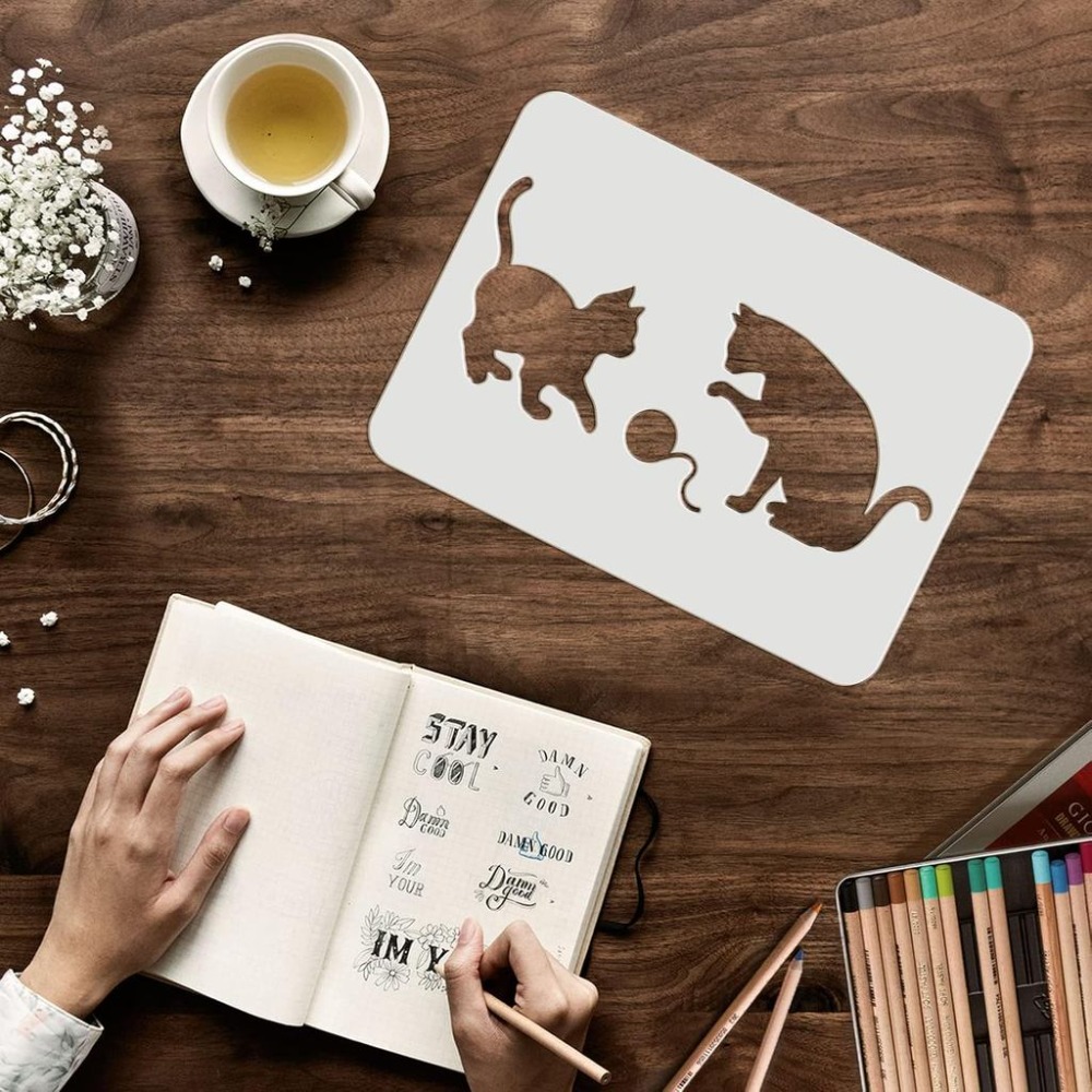 4 Pcs Cat Butterfly Stencil 11 - đánh giá và giá Board Game Template